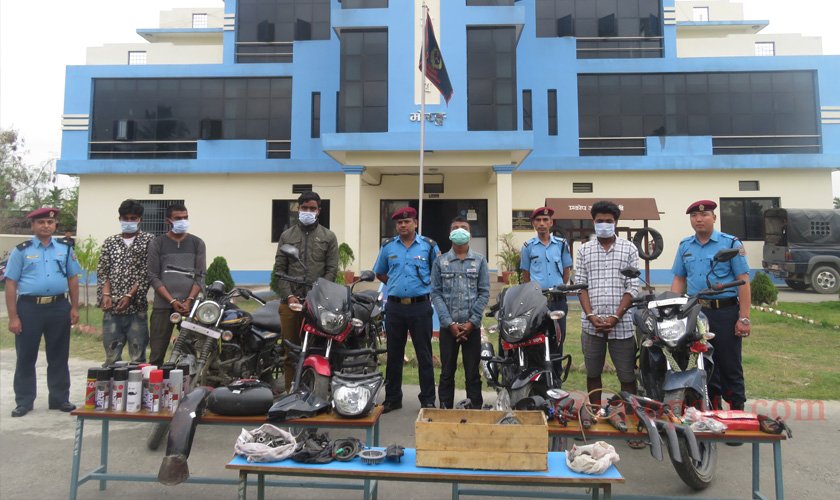 विराटनगरमा मोटरसाइकल चोरीमा संलग्न ५ जना पक्राउ