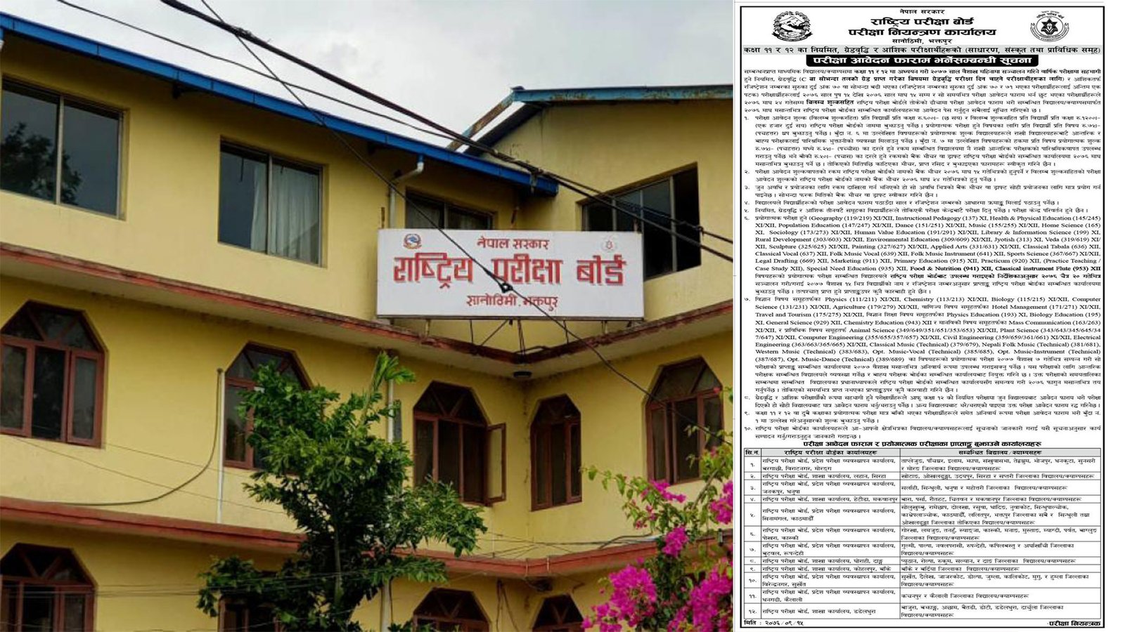 कक्षा ११ र १२ को परीक्षाको लागि आवेदन फारम खुला