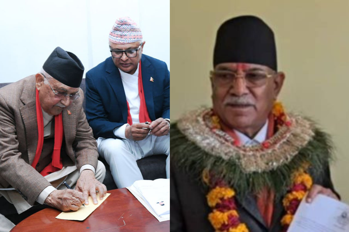 ओलीले झापा–५ र प्रचण्डले रोल्पाबाट गरे मनोनयन दर्ता